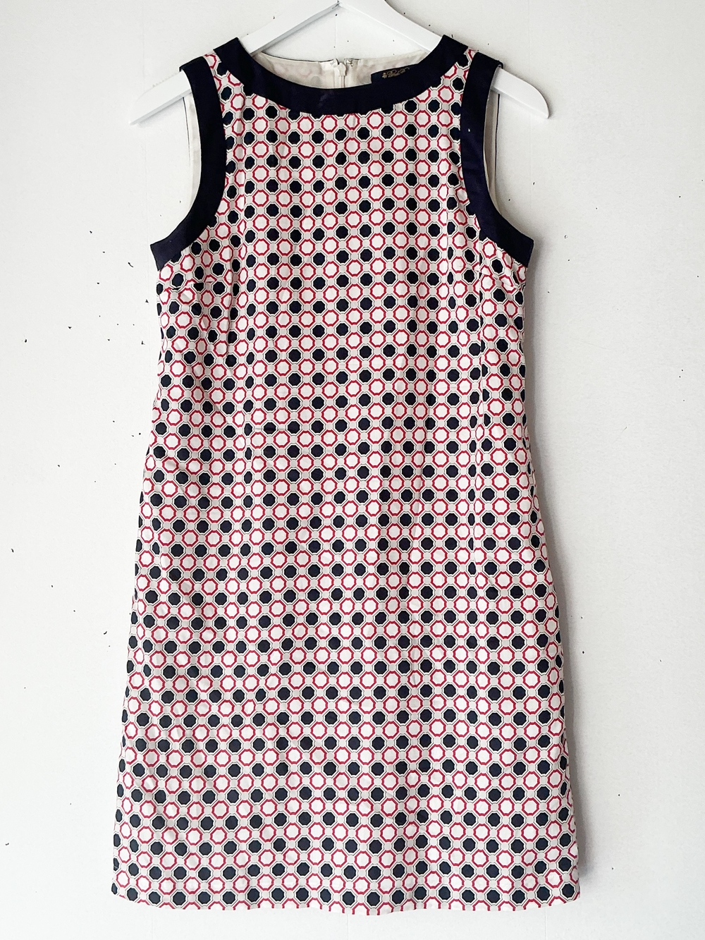 Brooks Brothers Womens Geometric Mod Shift Dress Navy Red Preppy Y2K Size 4